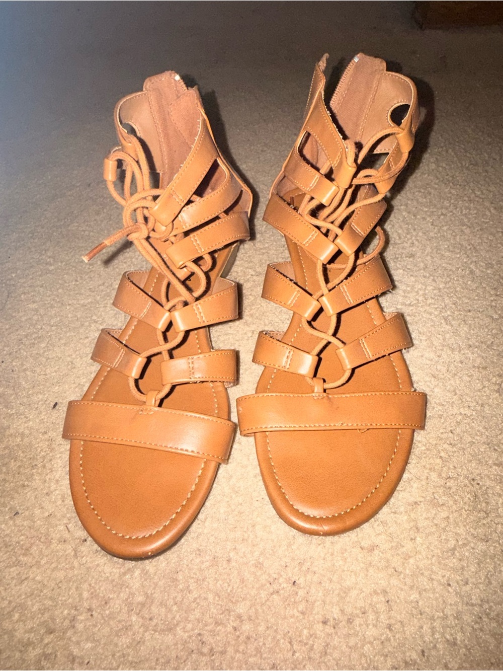 American Eagle Outfitters Tan Lace-Up Gladiator Sandals